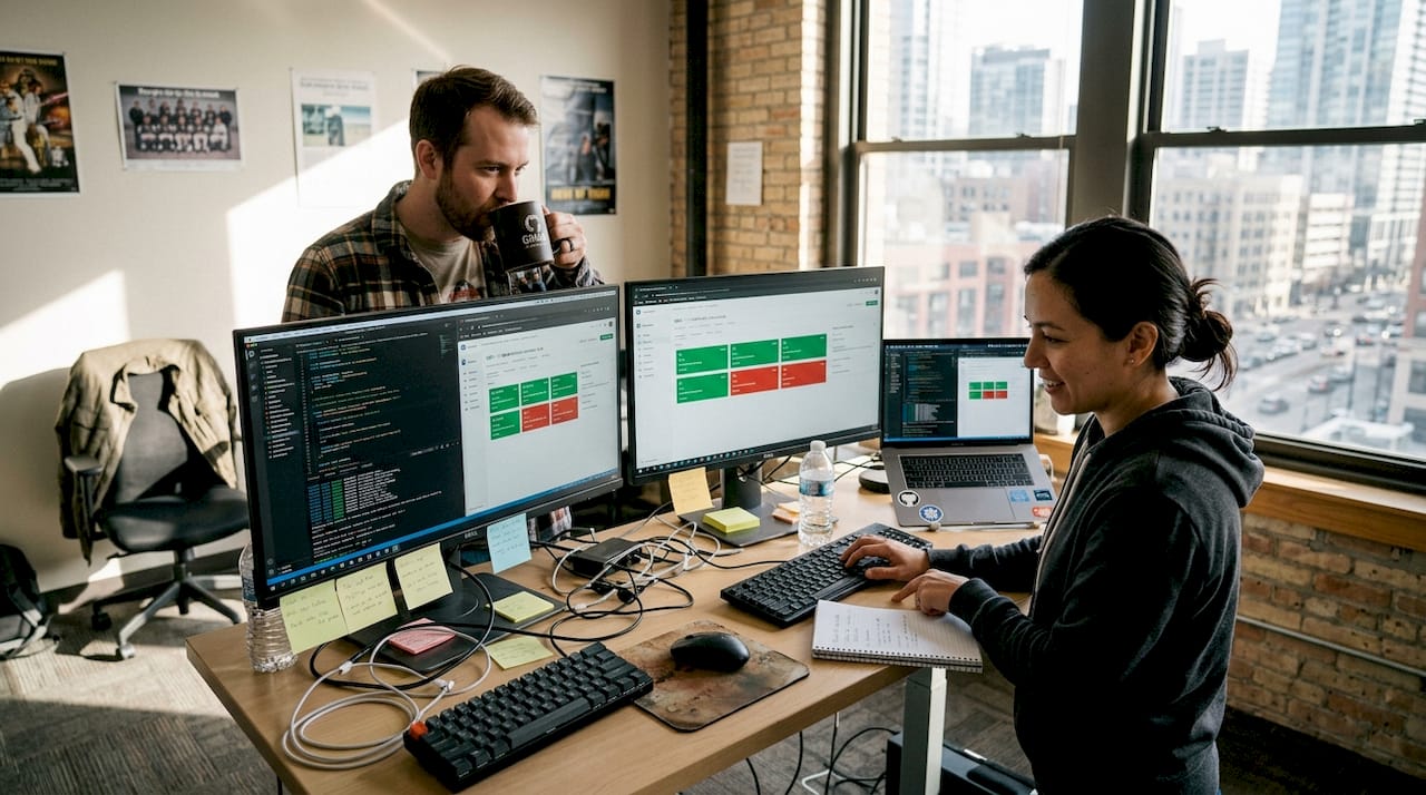 QA engineers collaborate on Playwright automation