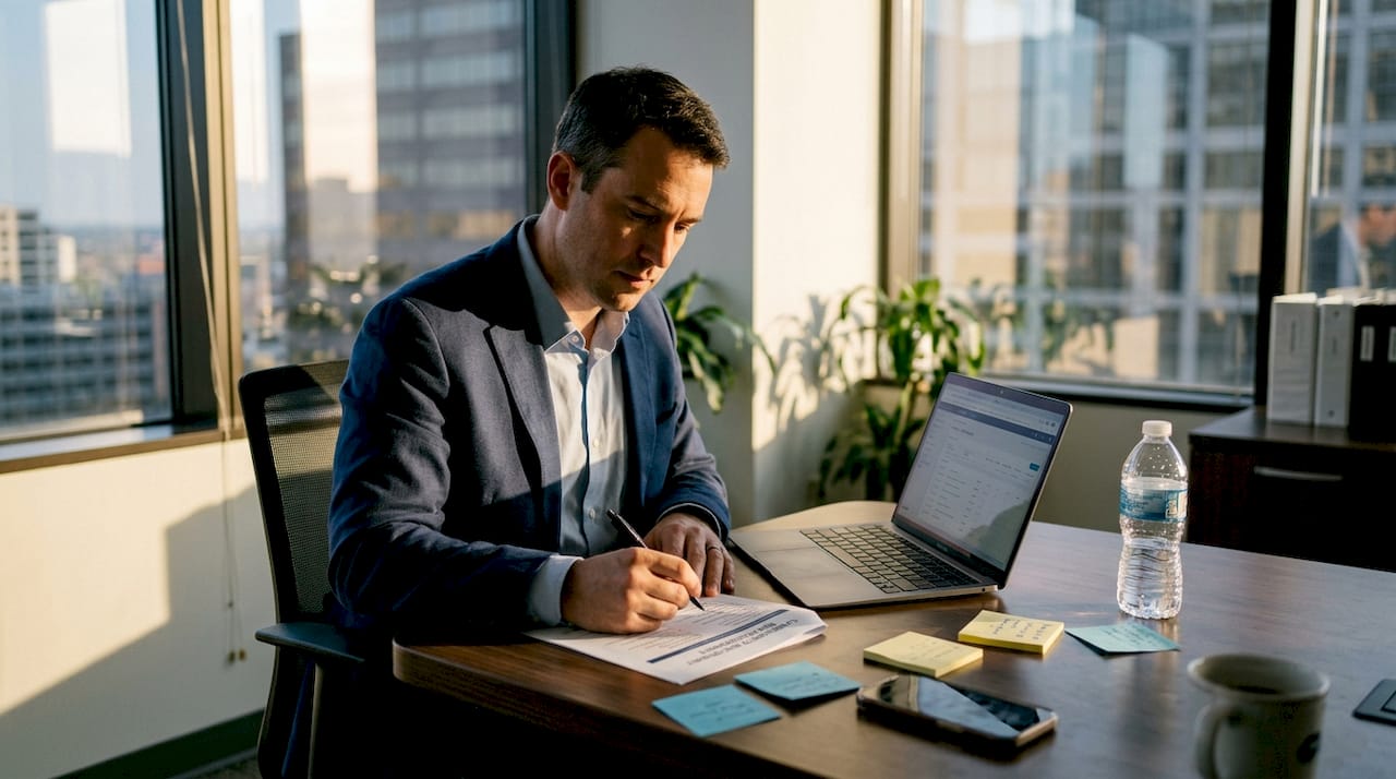 Fintech CTO reviewing cybersecurity checklist