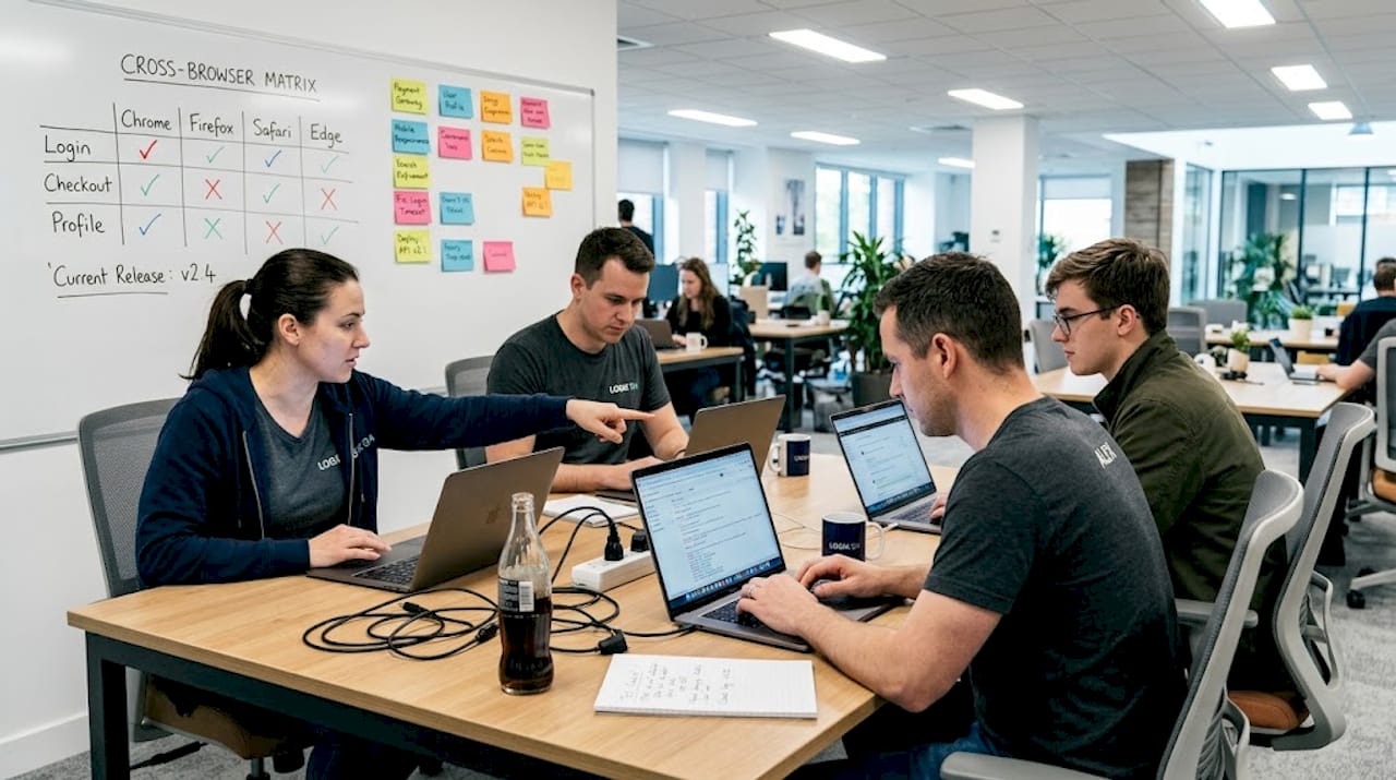 QA engineers working together on Playwright automation