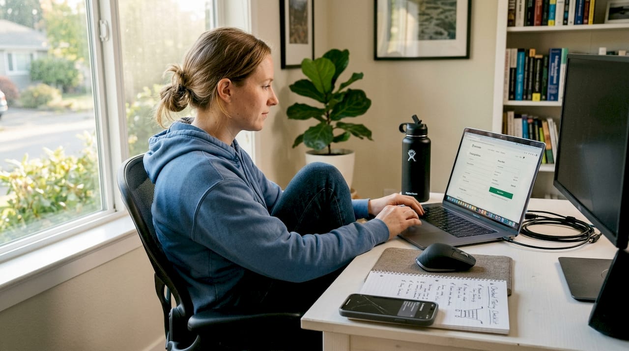 Tester running e-commerce checkout on laptop