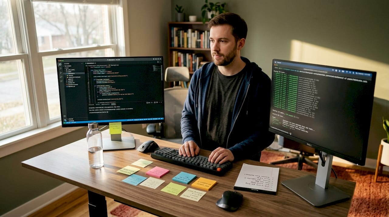 Software engineer runs automated Playwright tests