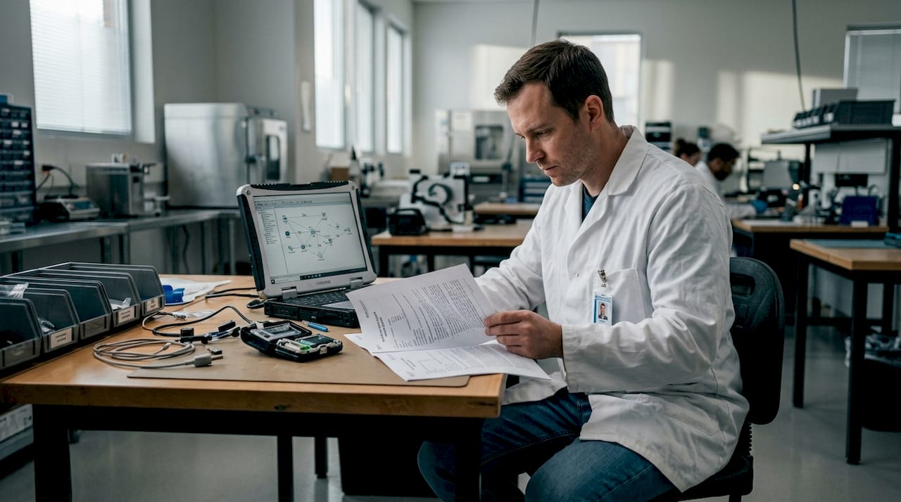 Engineer reviews medical device security reports