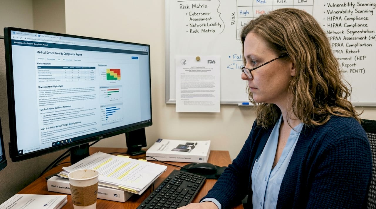 Analyst reviews medical device security report