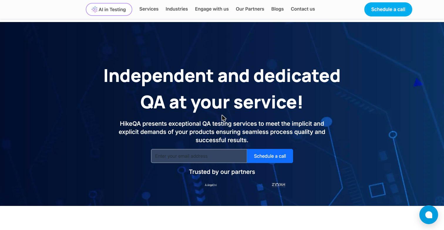 HikeQA homepage screenshot