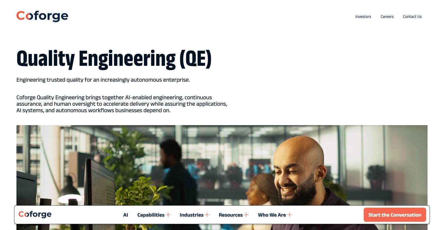 Cigniti, a Coforge company homepage screenshot