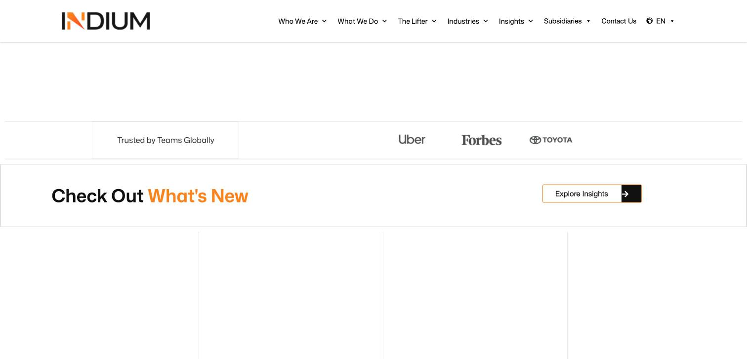 Indium homepage screenshot