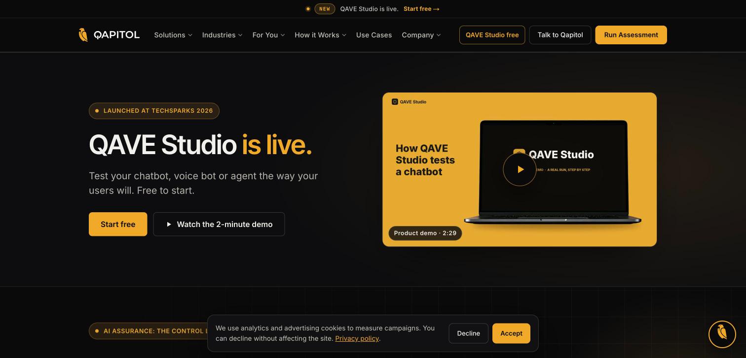 Qapitol QA homepage screenshot