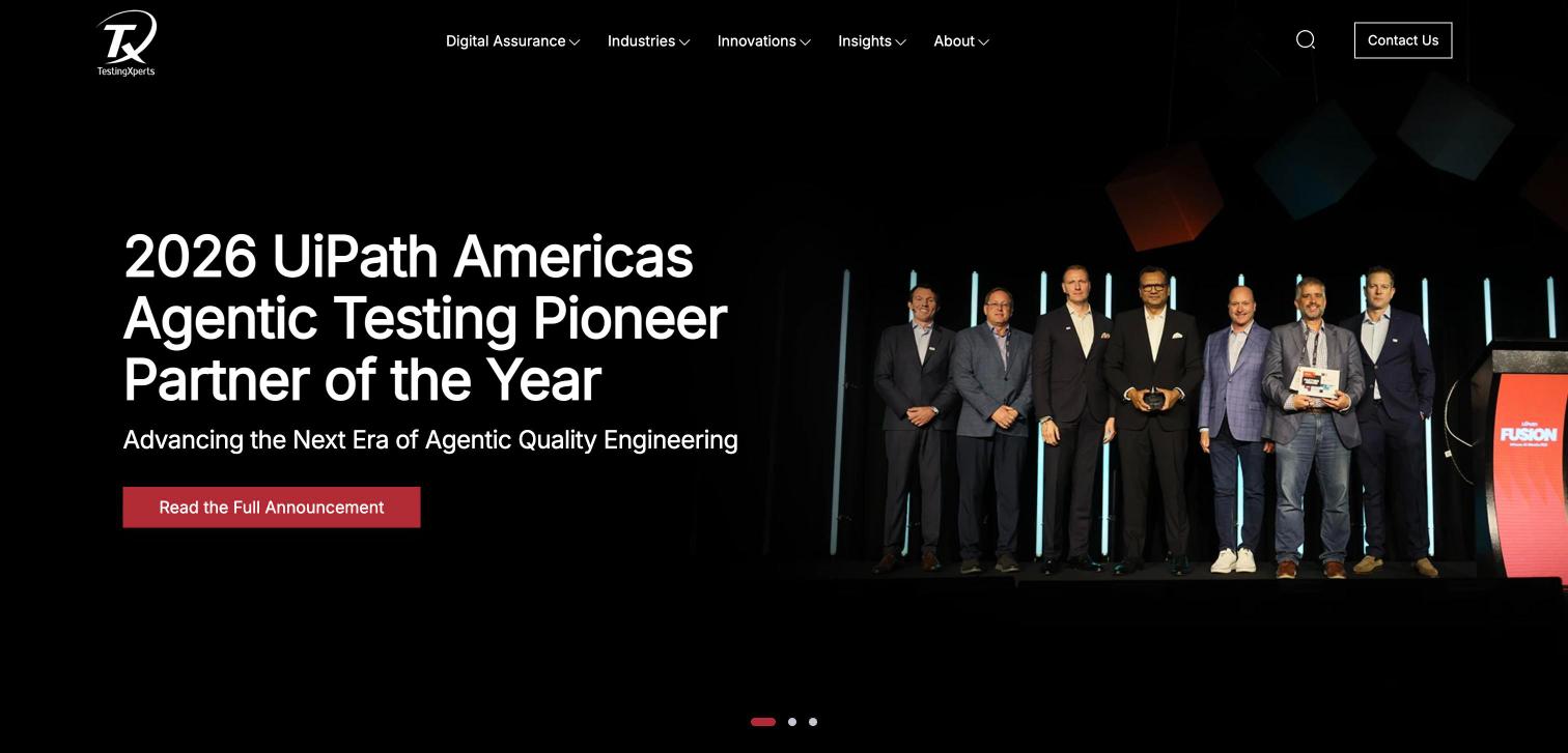 TestingXperts homepage screenshot